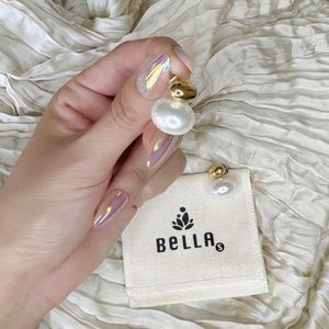 Stainless Steel Imitation Pearl Beads No Scratches Stud Earrings